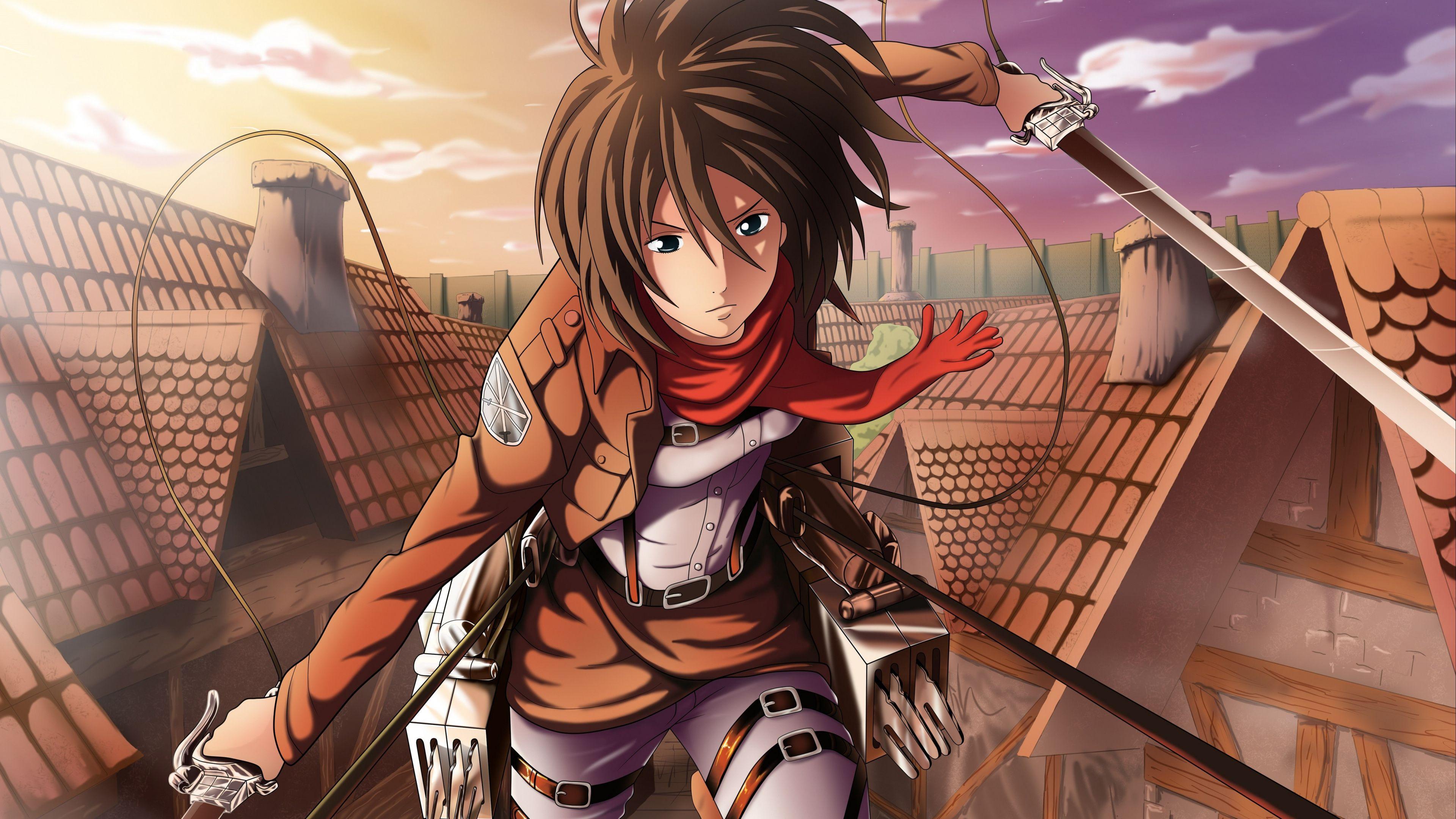 3840x2160 Woman Warrior, Anime, Long Hair, Attack on Titan, Eren