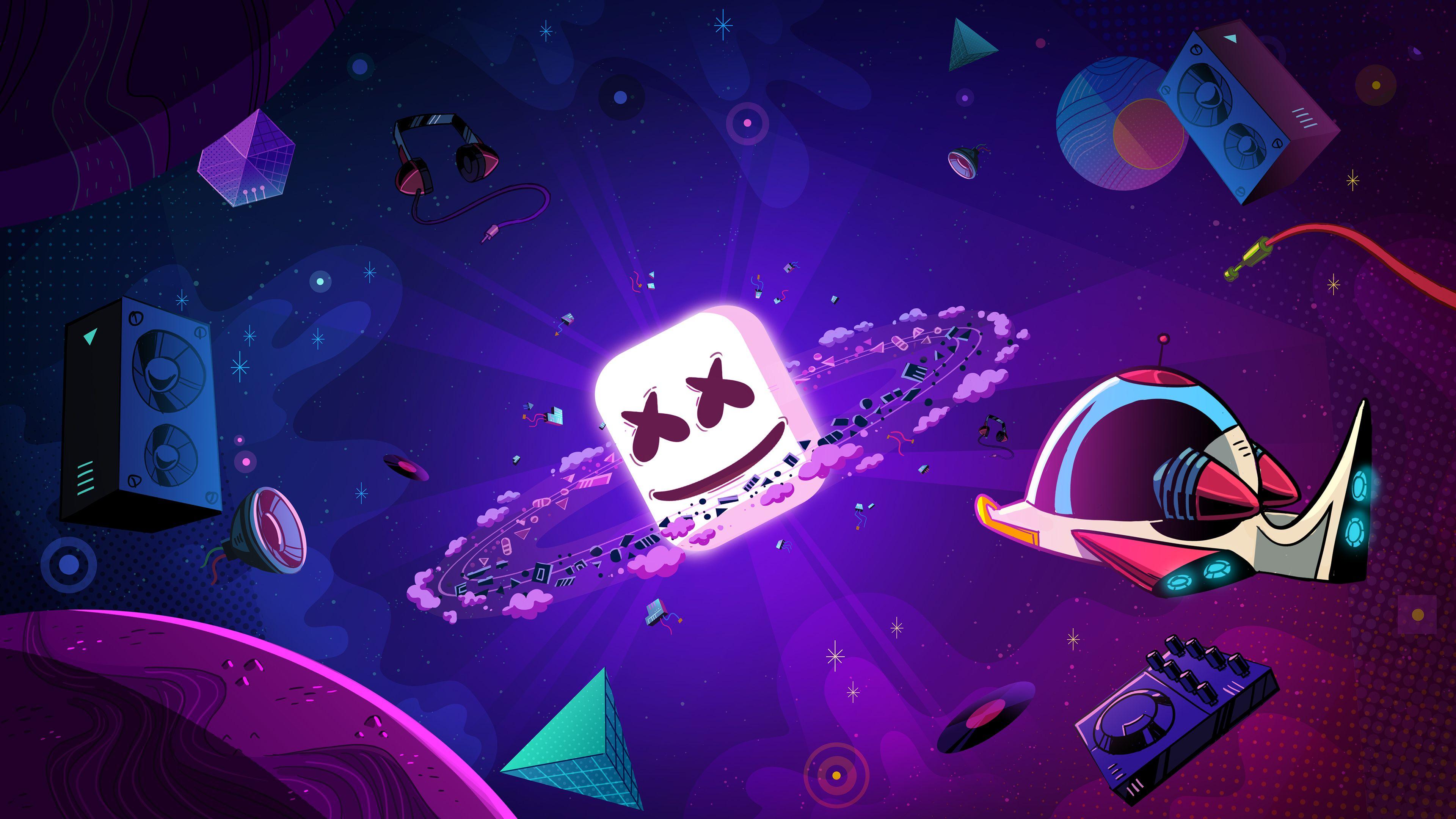 3840x2160 DJ Marshmello Art Illustration Wallpaper 4k Ultra HD