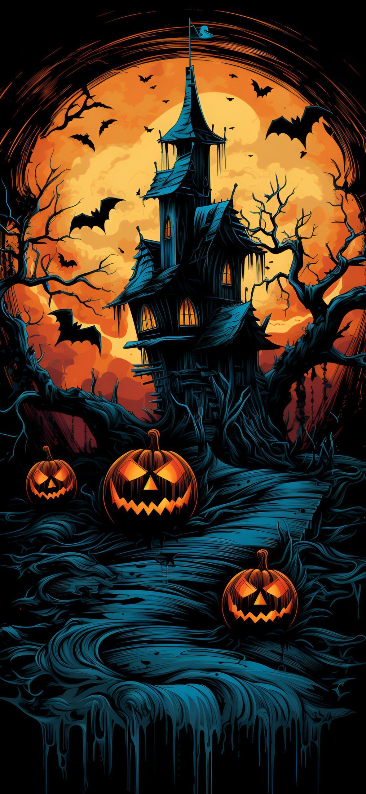 1181x2560 Eerie Halloween Haunted Mansion