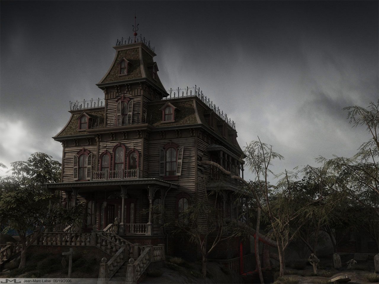 1280x960 Mobile wallpaper: Dark, Mansion