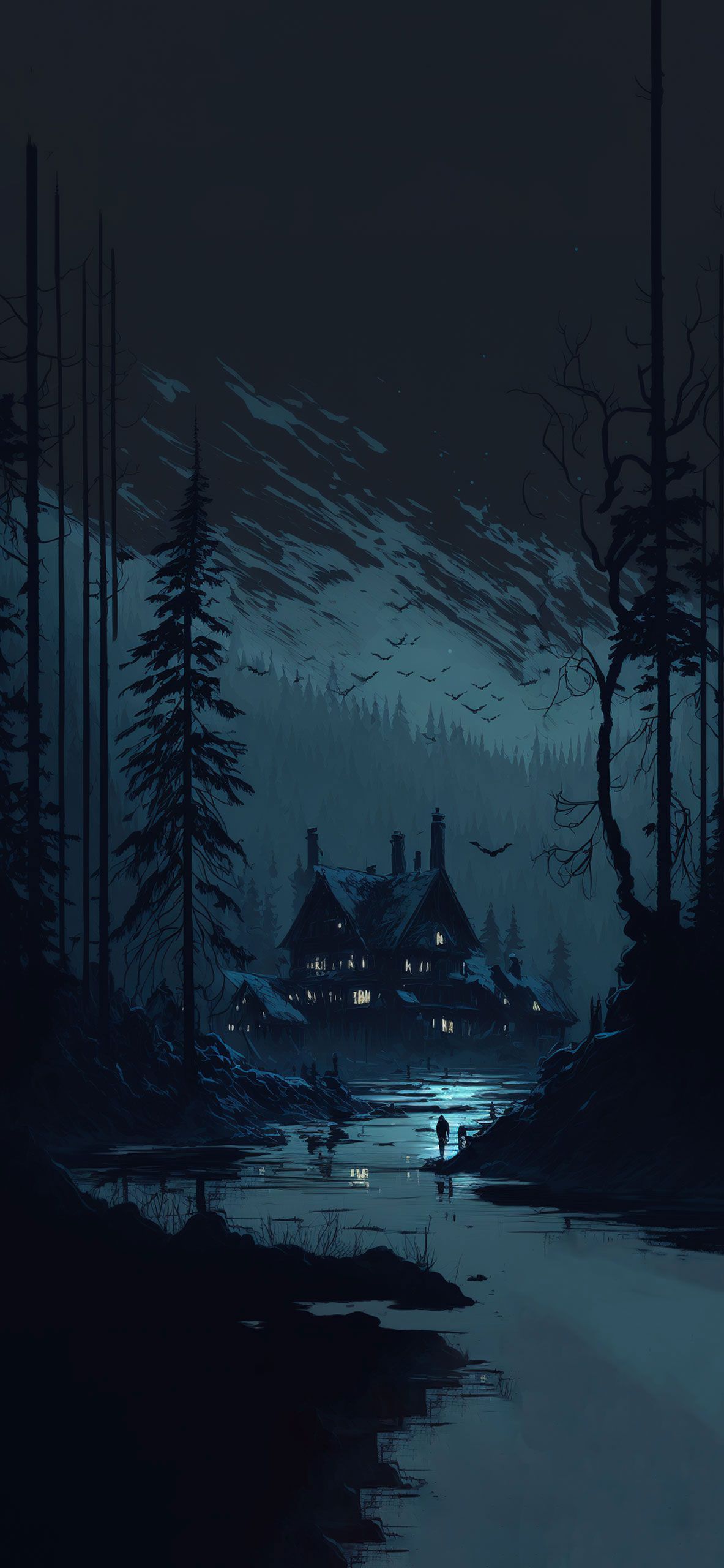 1183x2560 Forest Dark Aesthetic Wallpaper