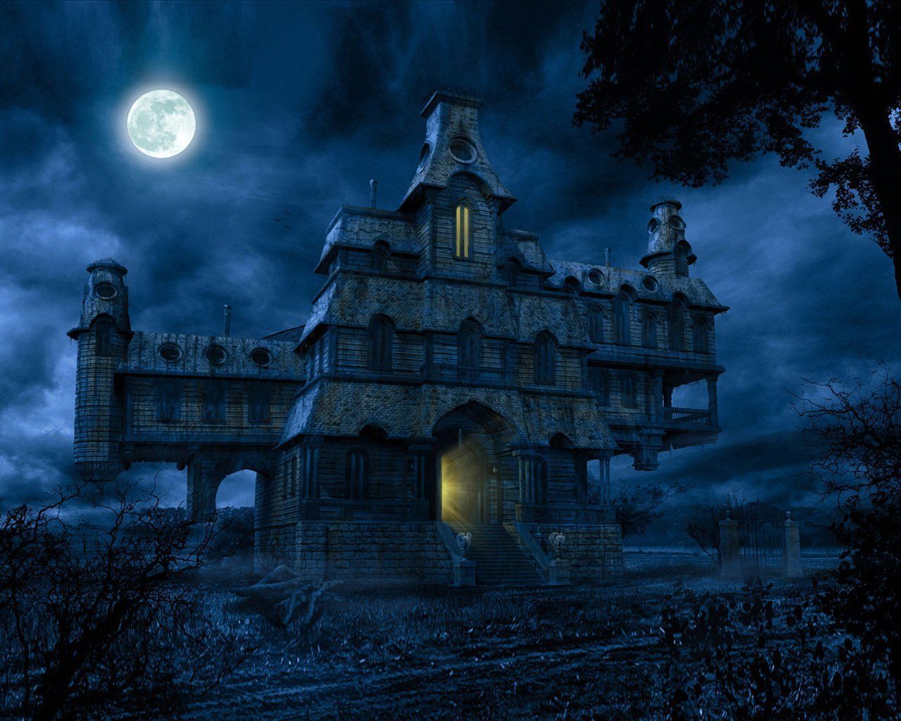 1280x1024 Dark House Wallpaper