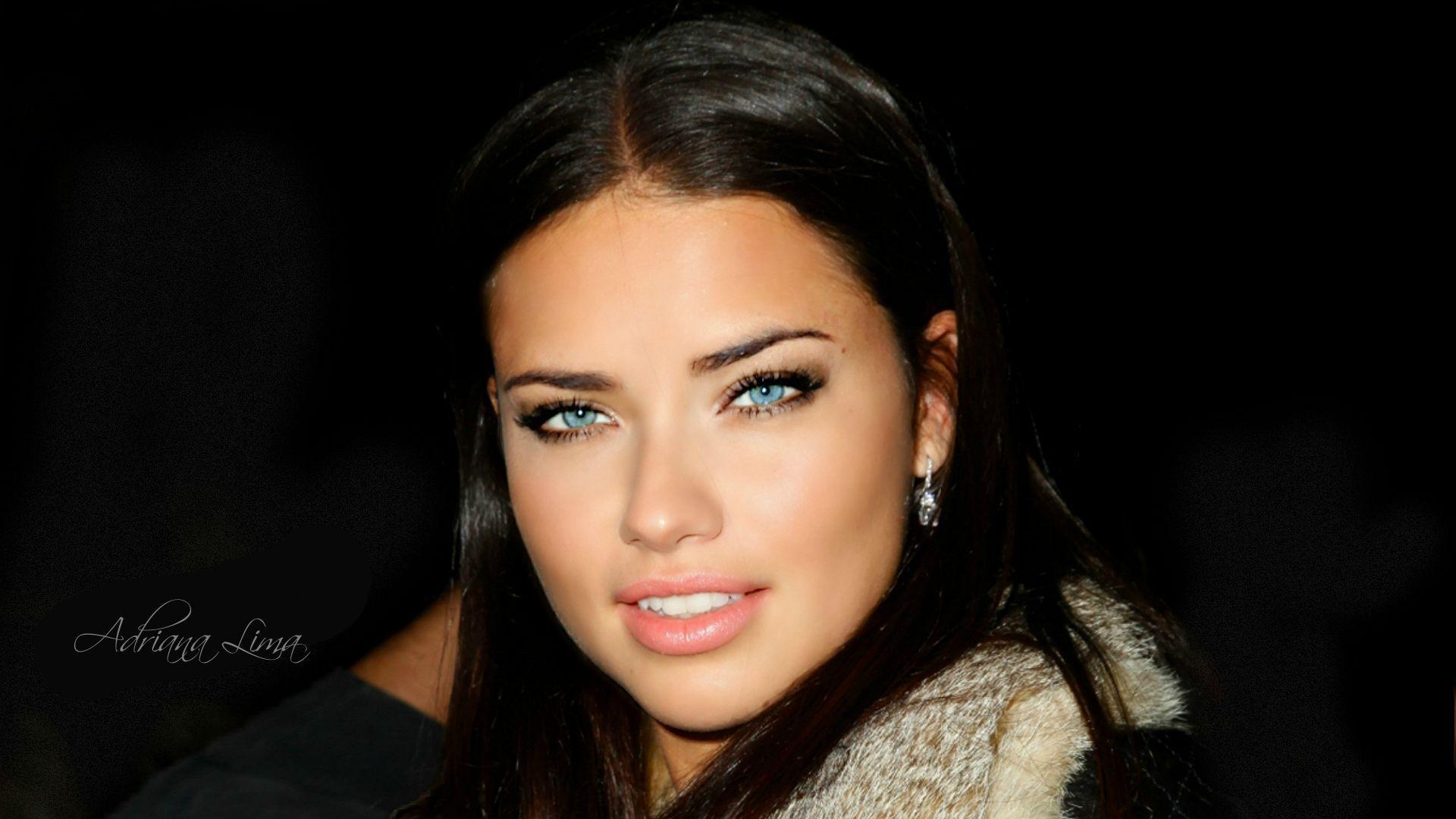 Adriana Lima with straight hair blue eyes pink lips and a pink outfit HD  wallpaper download