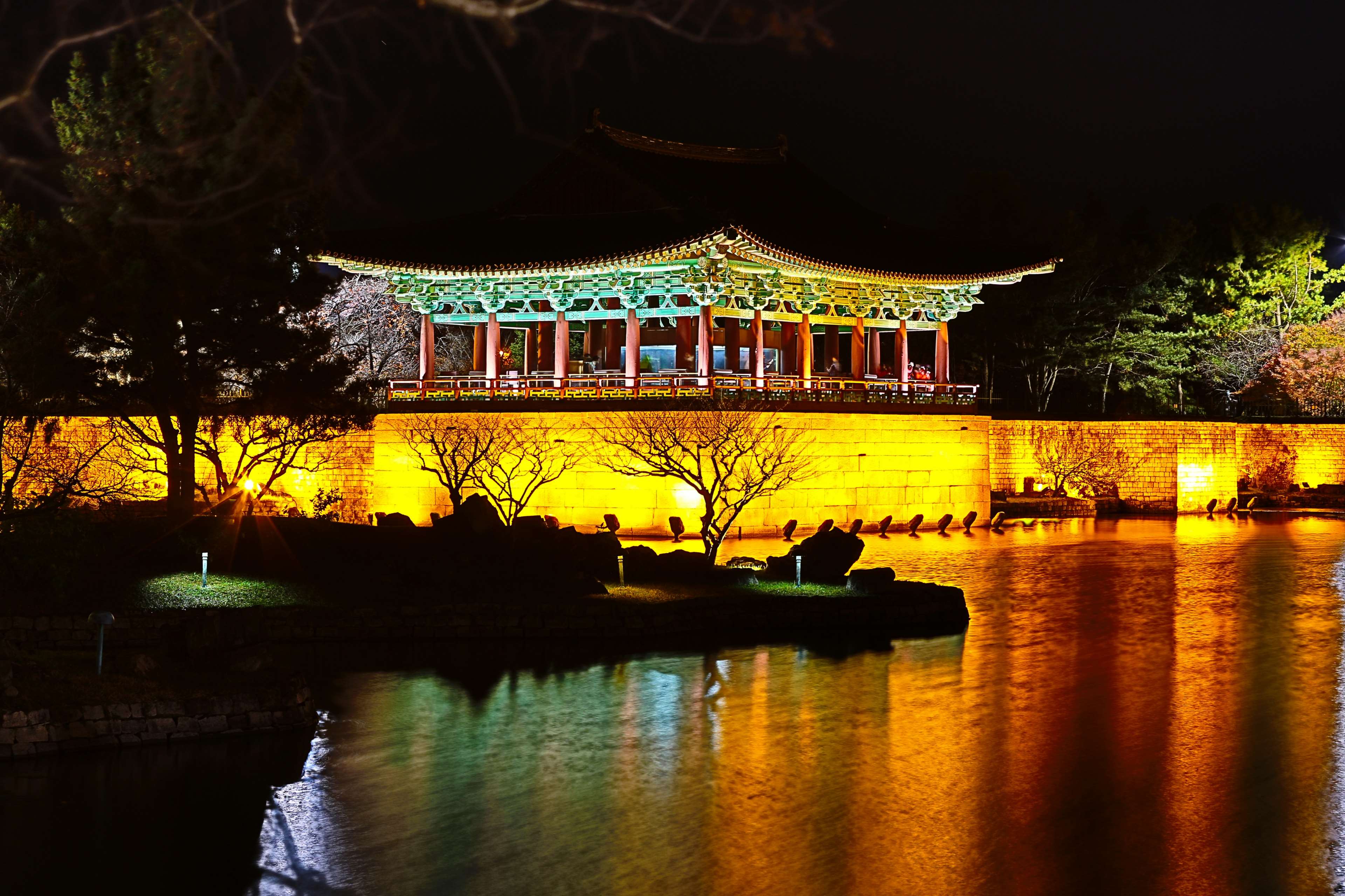 3840x2560 anapji, buddha, hanok, history, korea, korea culture