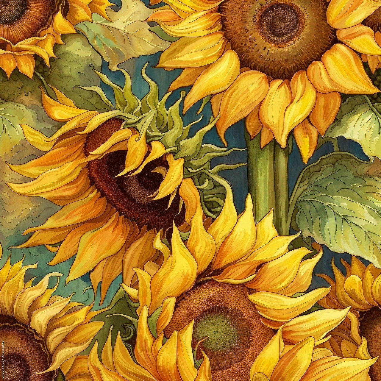 1280x1280 Download Flower, Sunflowers, Background