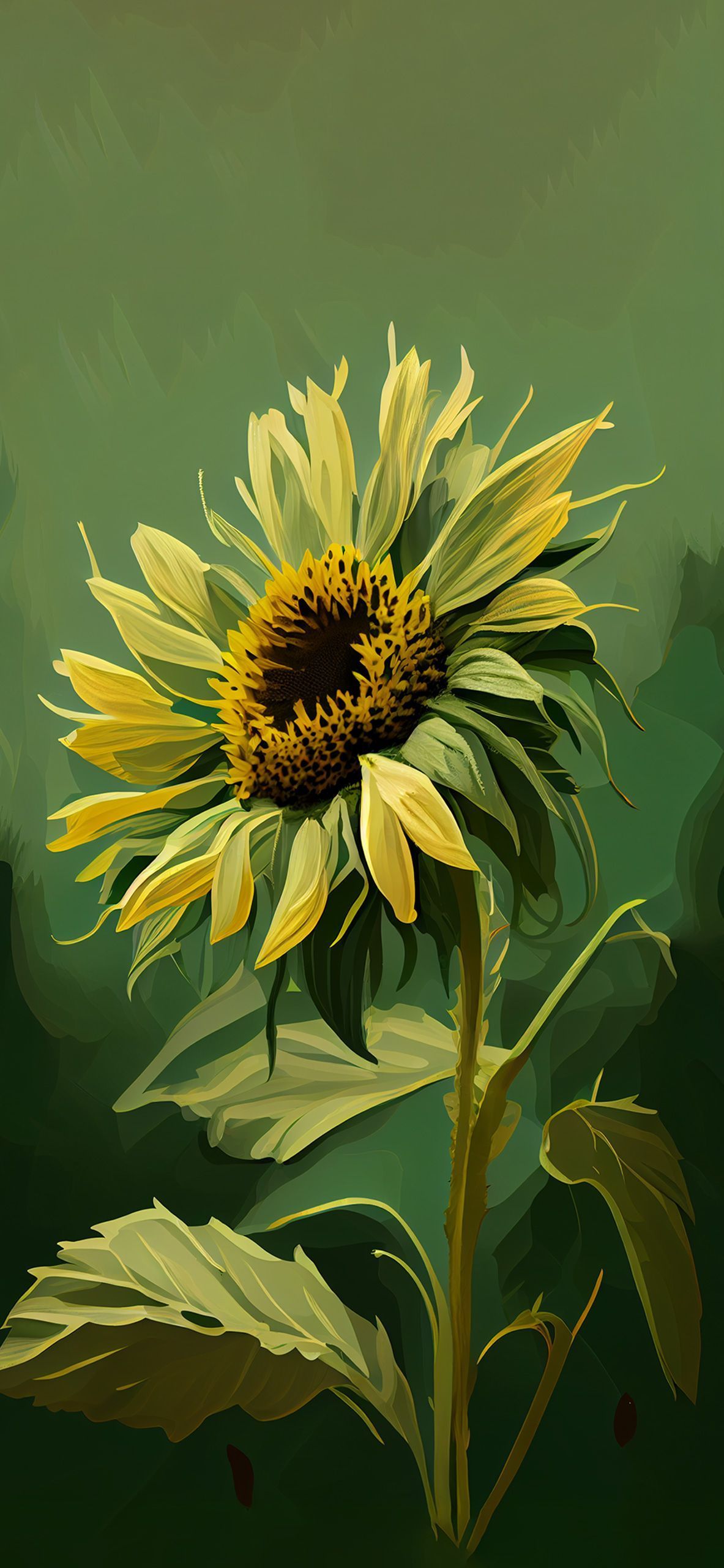 1183x2560 Sunflower Painting Wallpaper
