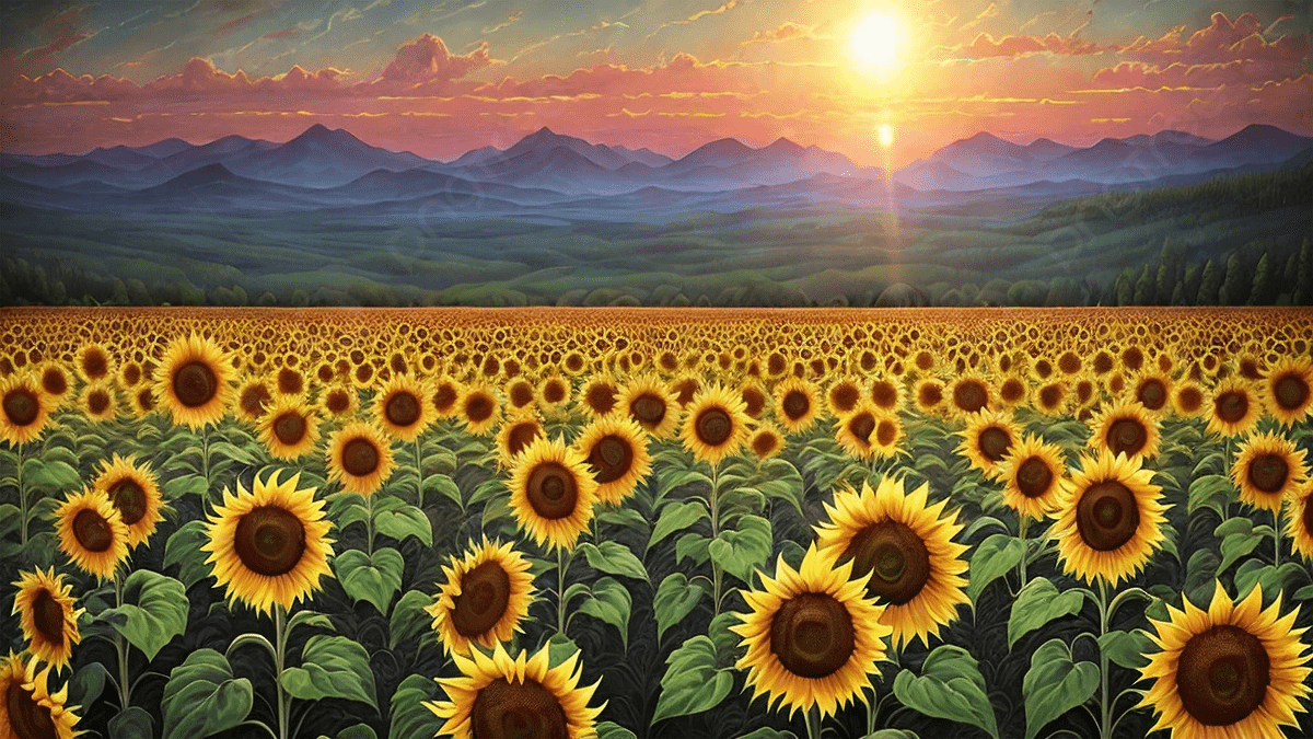 1200x675 Painting Sunflower Field On Sunset Ai