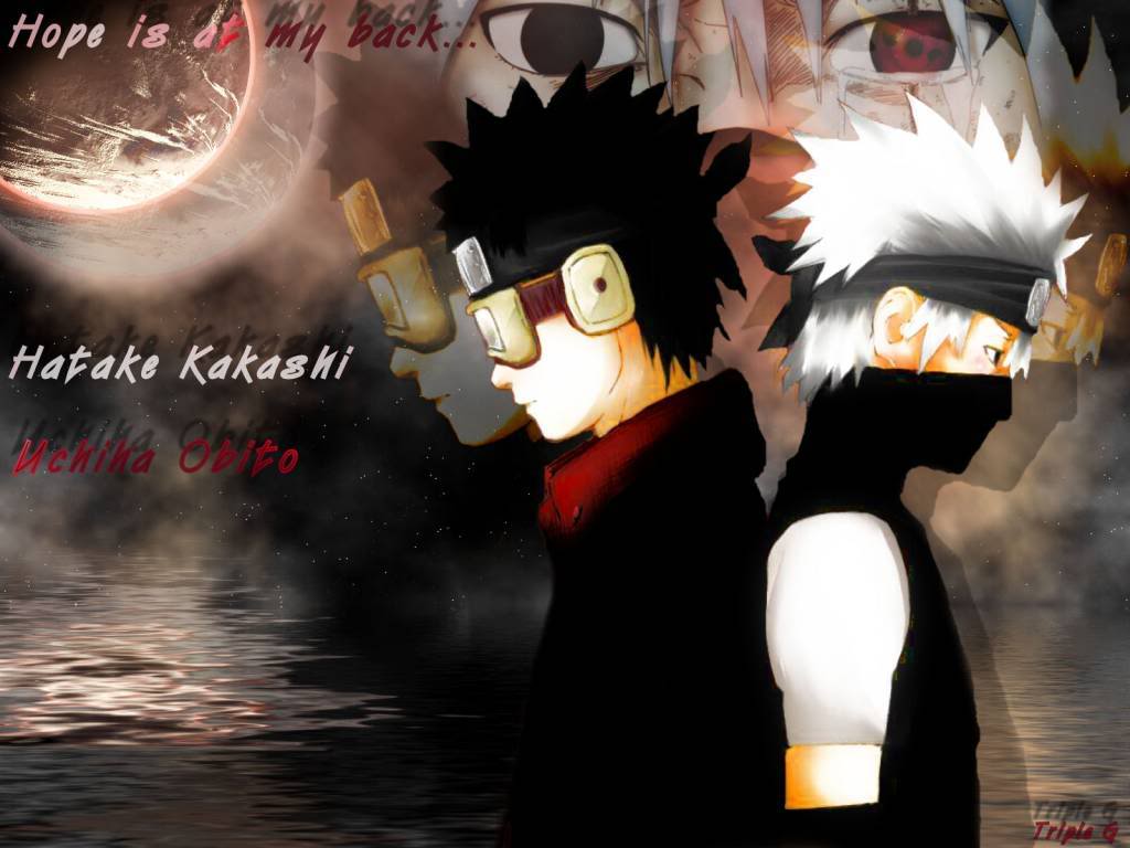 1024x768 Kakashi Sharingan VS Obito Sharingan Wallpaper