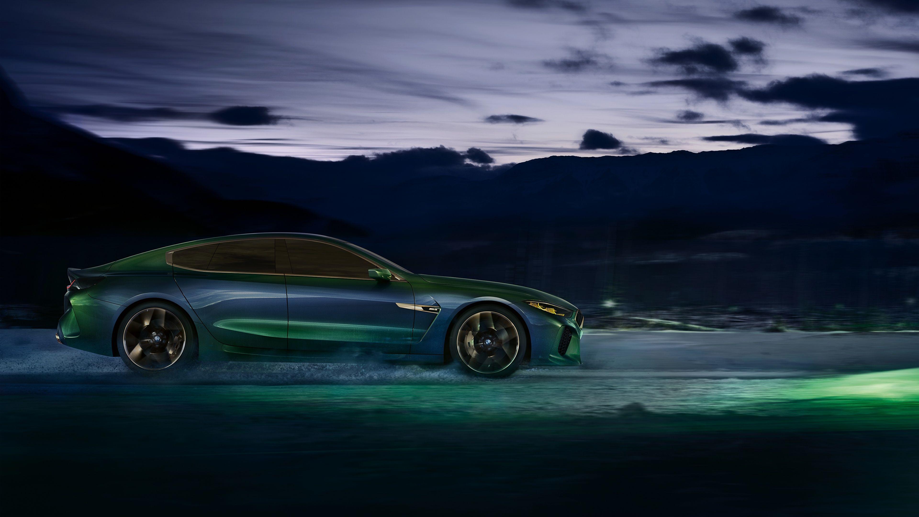 3840x2160 Picture BMW M8 Gran Coupe Concept Green Cars Side 3840x2160