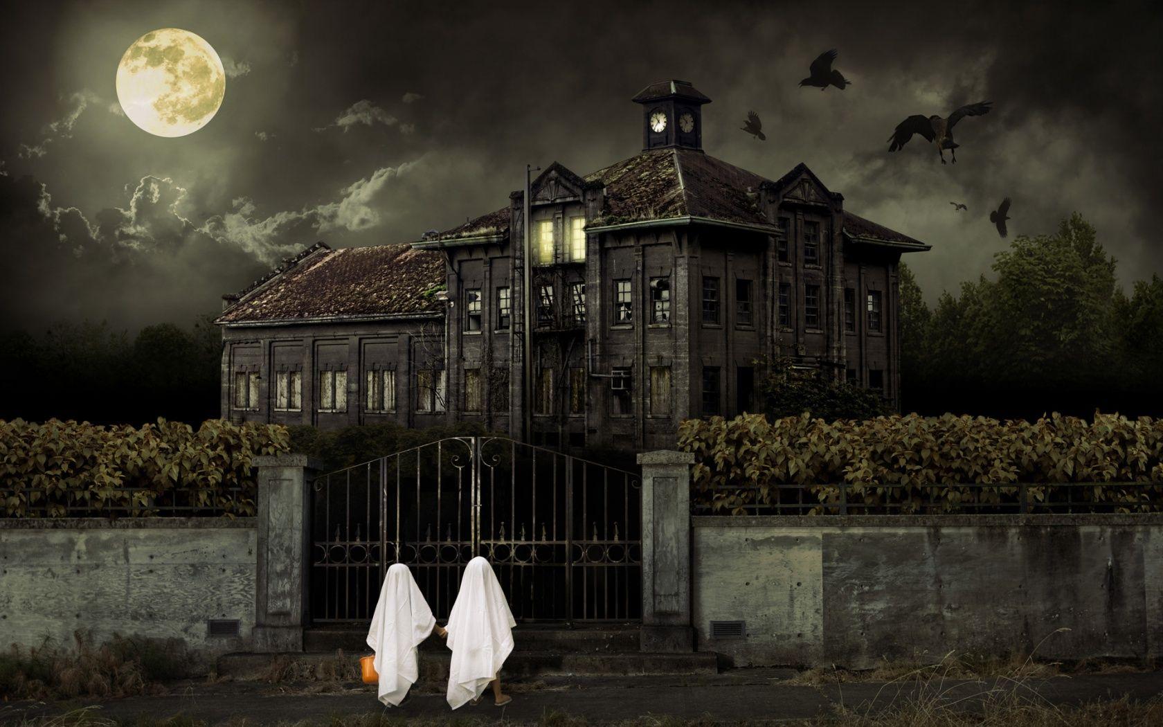 1680x1050 Halloween Scary House Wallpaper in jpg format for free download