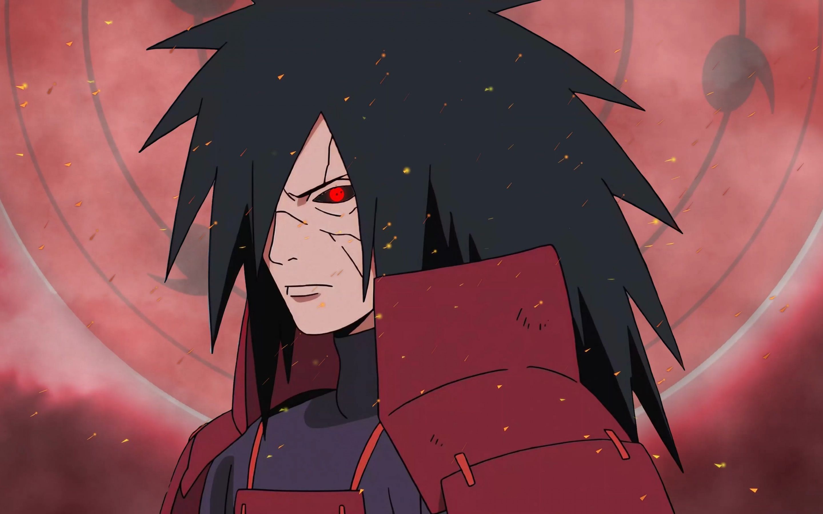2880x1800 Madara Uchiha Wallpaper 4K, Sharingan, Naruto, Red background