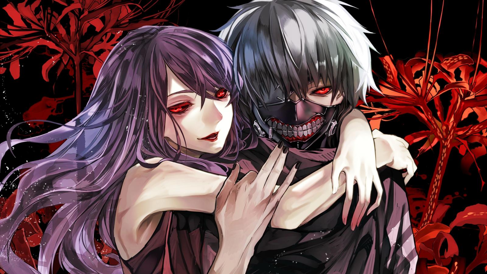 1600x900 Cute Dark Anime Couple Wallpaper