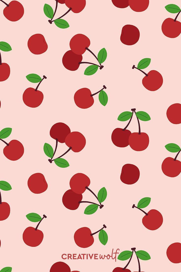 736x1104 Cherries Fruit Pattern on Pastel Pink