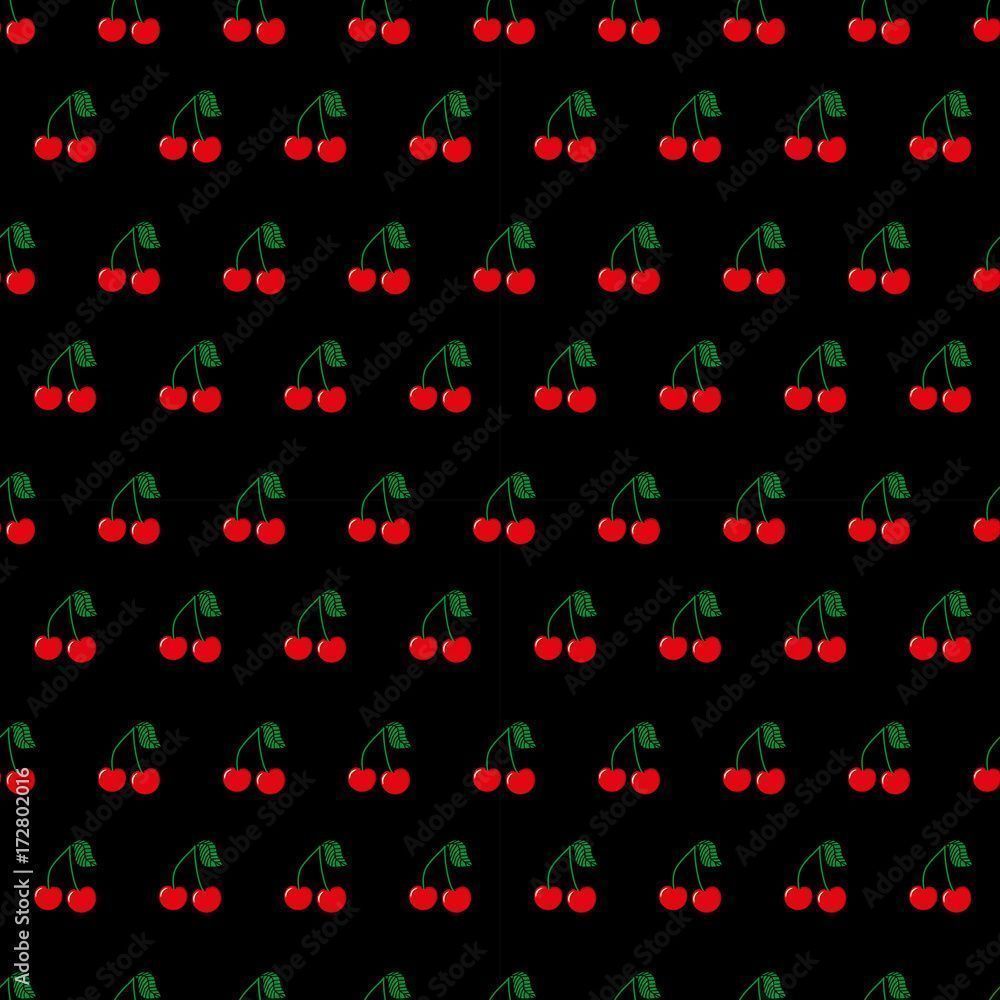 1000x1000 Seamless pattern with cherry black