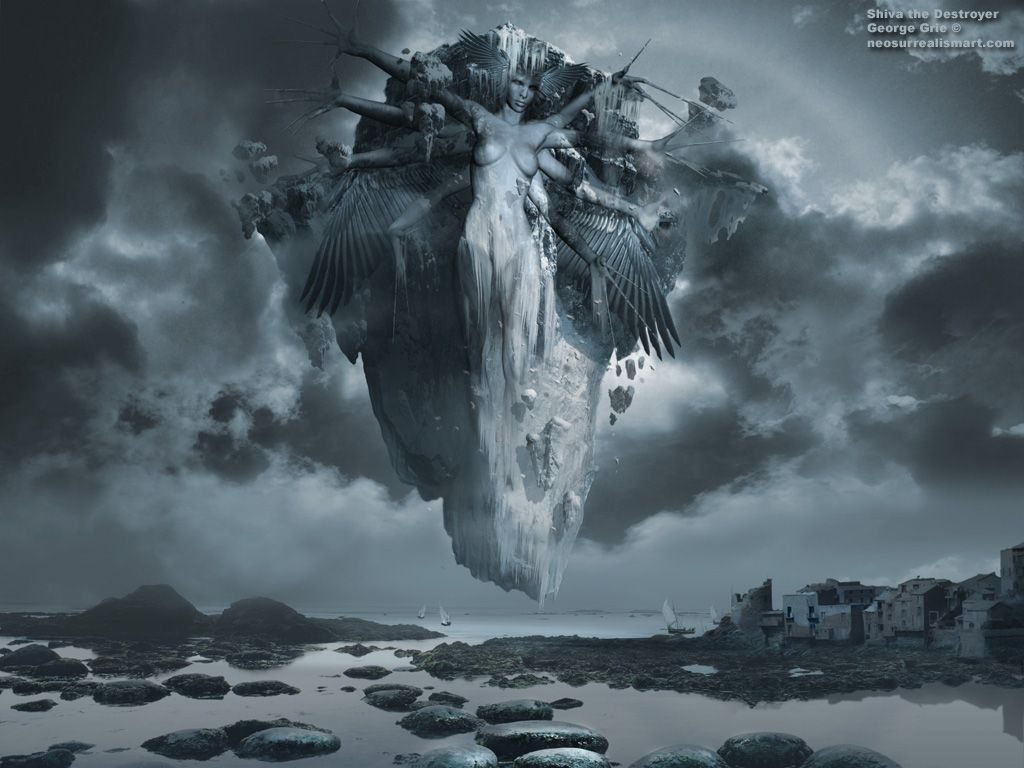 1024x768 Surreal fantasy art 3D wallpaper: Shiva the Destroyer 3D wallpaper