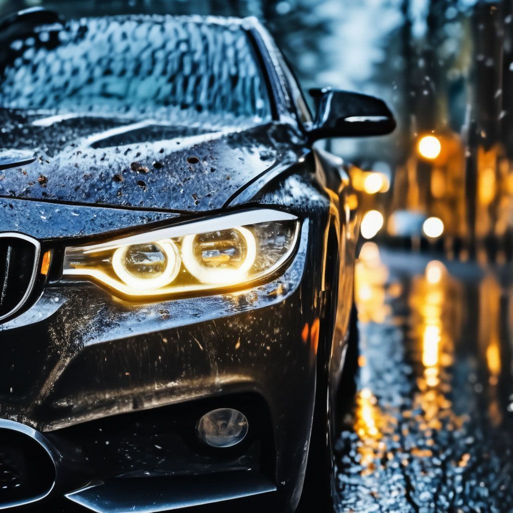 1024x1024 BMW, night rain drops on the body