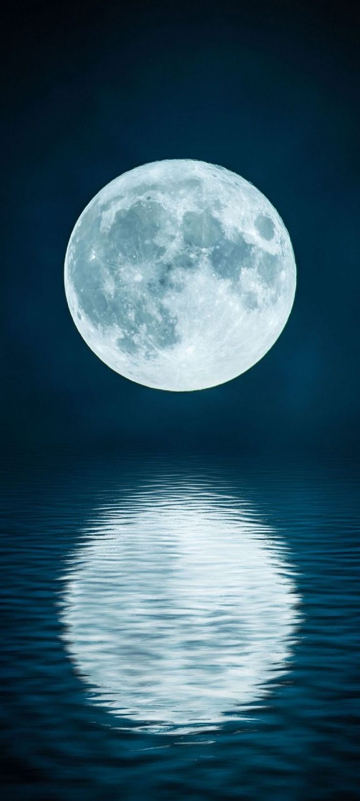 736x1635 Full Moon Water Reflection Phone Wallpaper