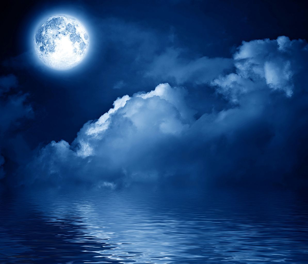 1194x1024 Picture Nature Sky Moon Water Night Clouds