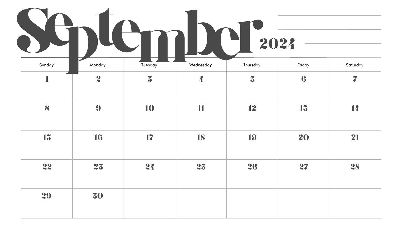 1600x900 Free printable September 2024 calendar