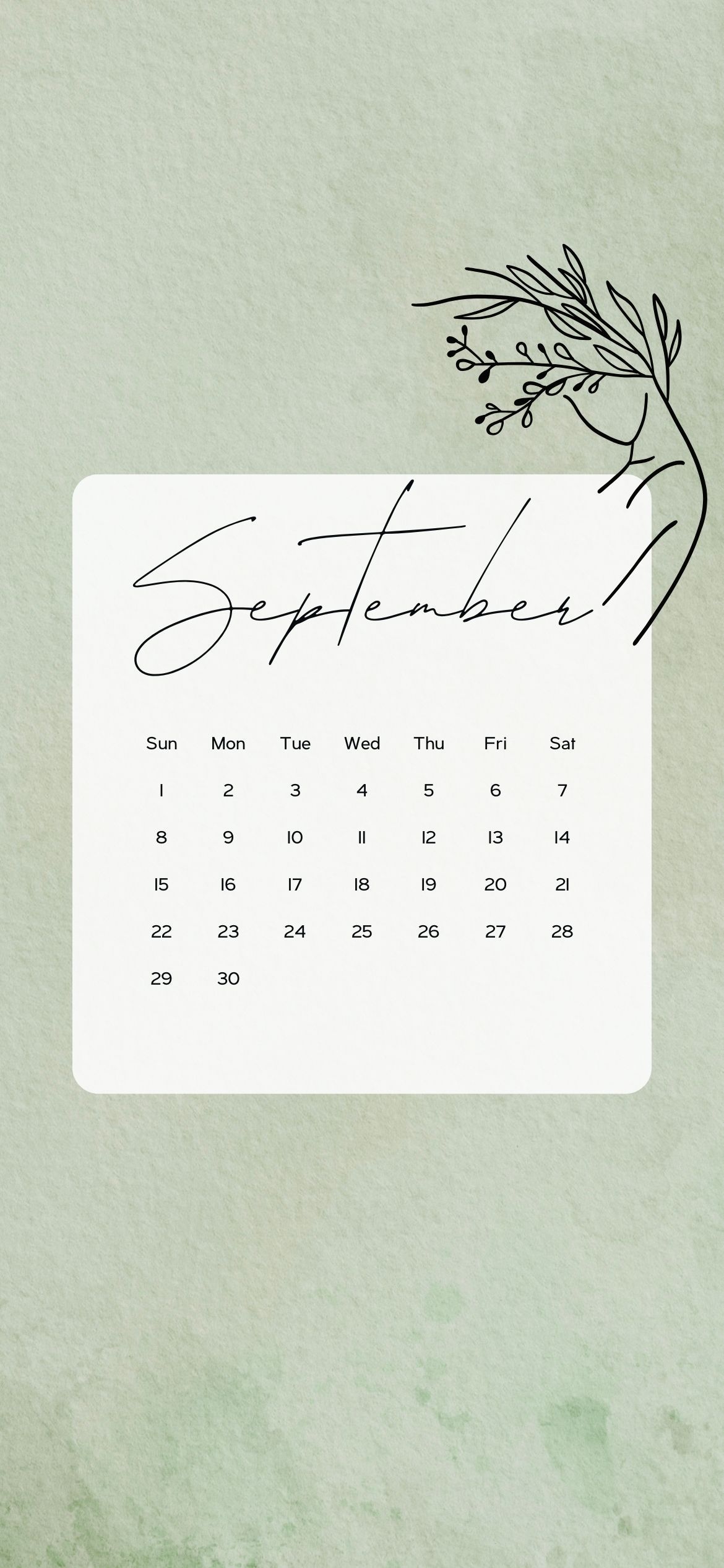 1170x2532 September Calendar Wallpaper Tech