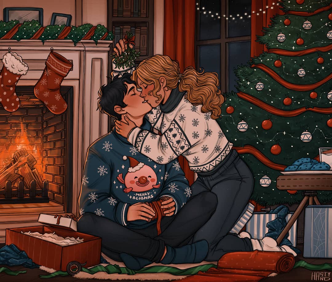 1080x915 Wrapping presents besides the tree
