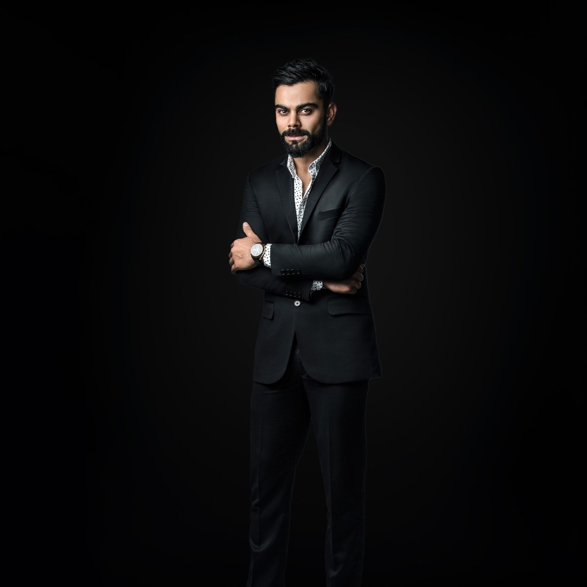 2048x2048 Virat Kohli Wallpaper 4K, Black background