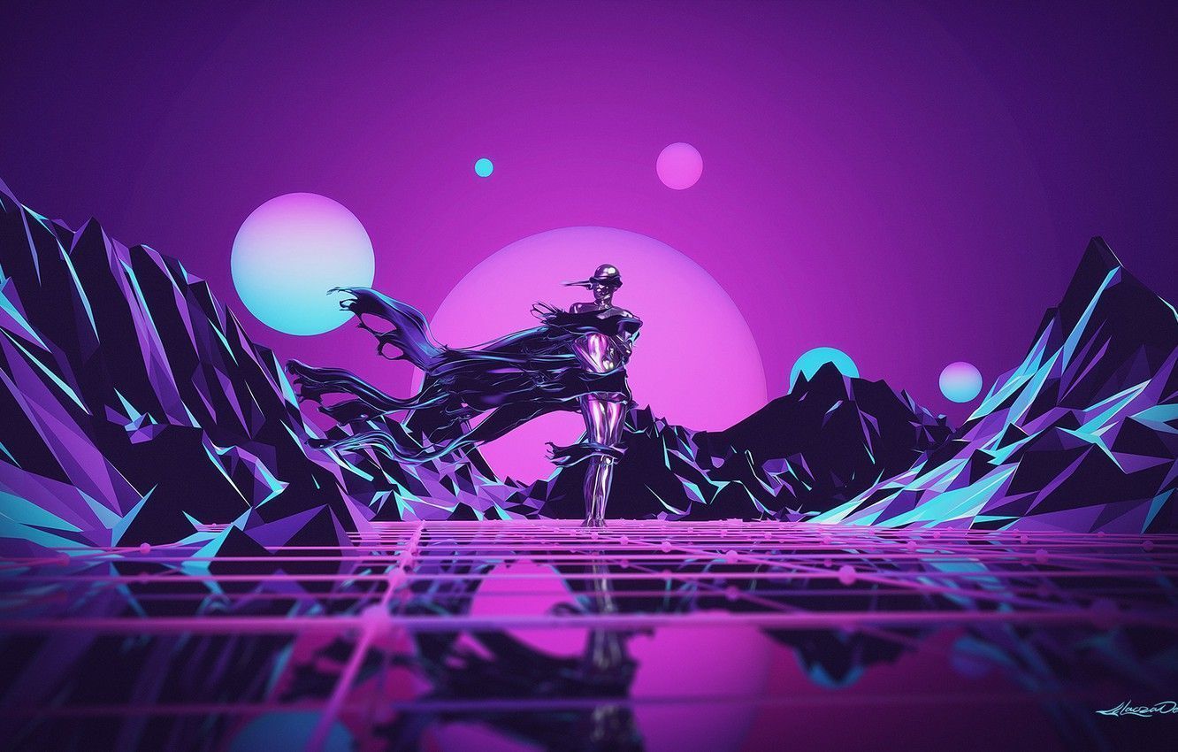 1332x850 Neon Robot Wallpaper