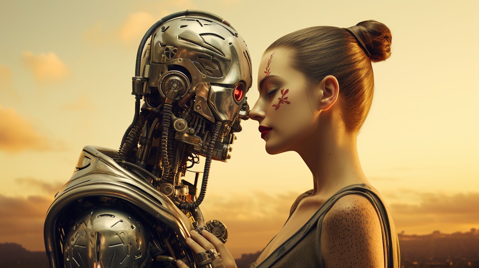 1920x1076 Killer Ai robot wallpaper 2024. AI
