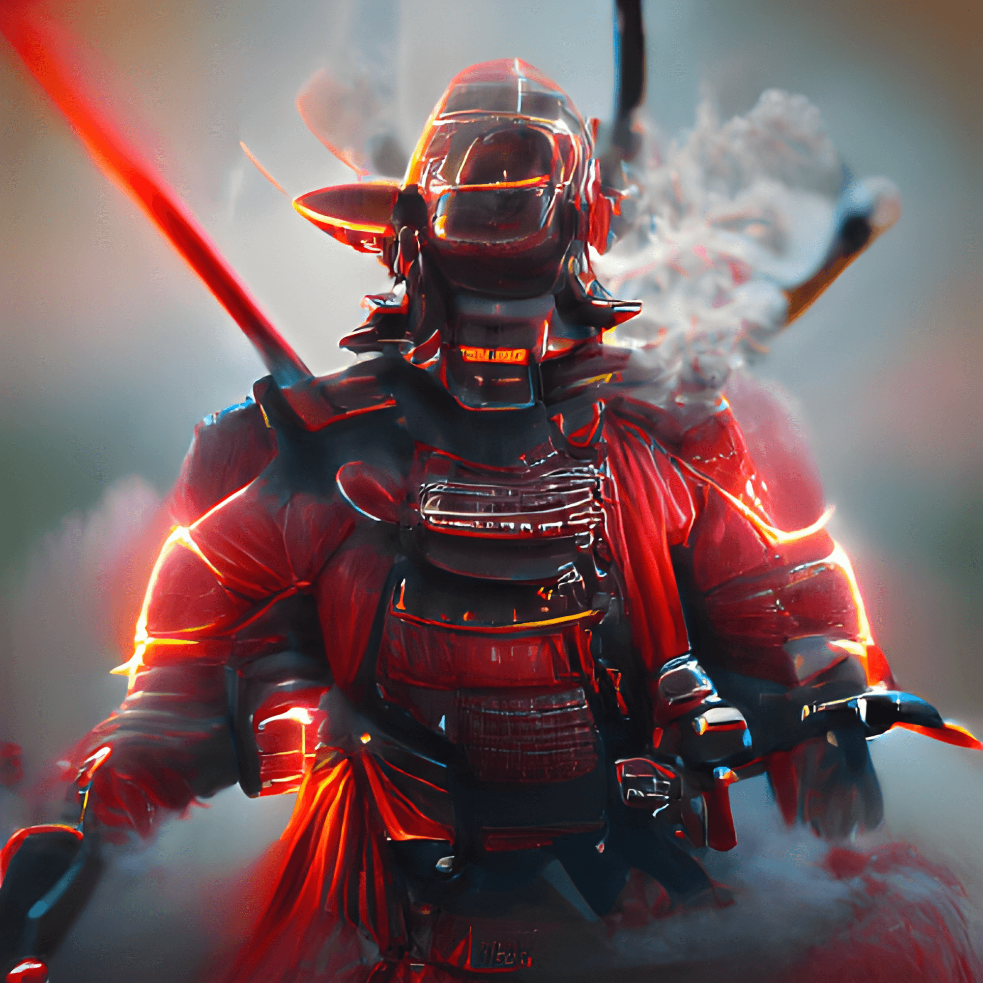 2000x2000 Neon Robot Samurai