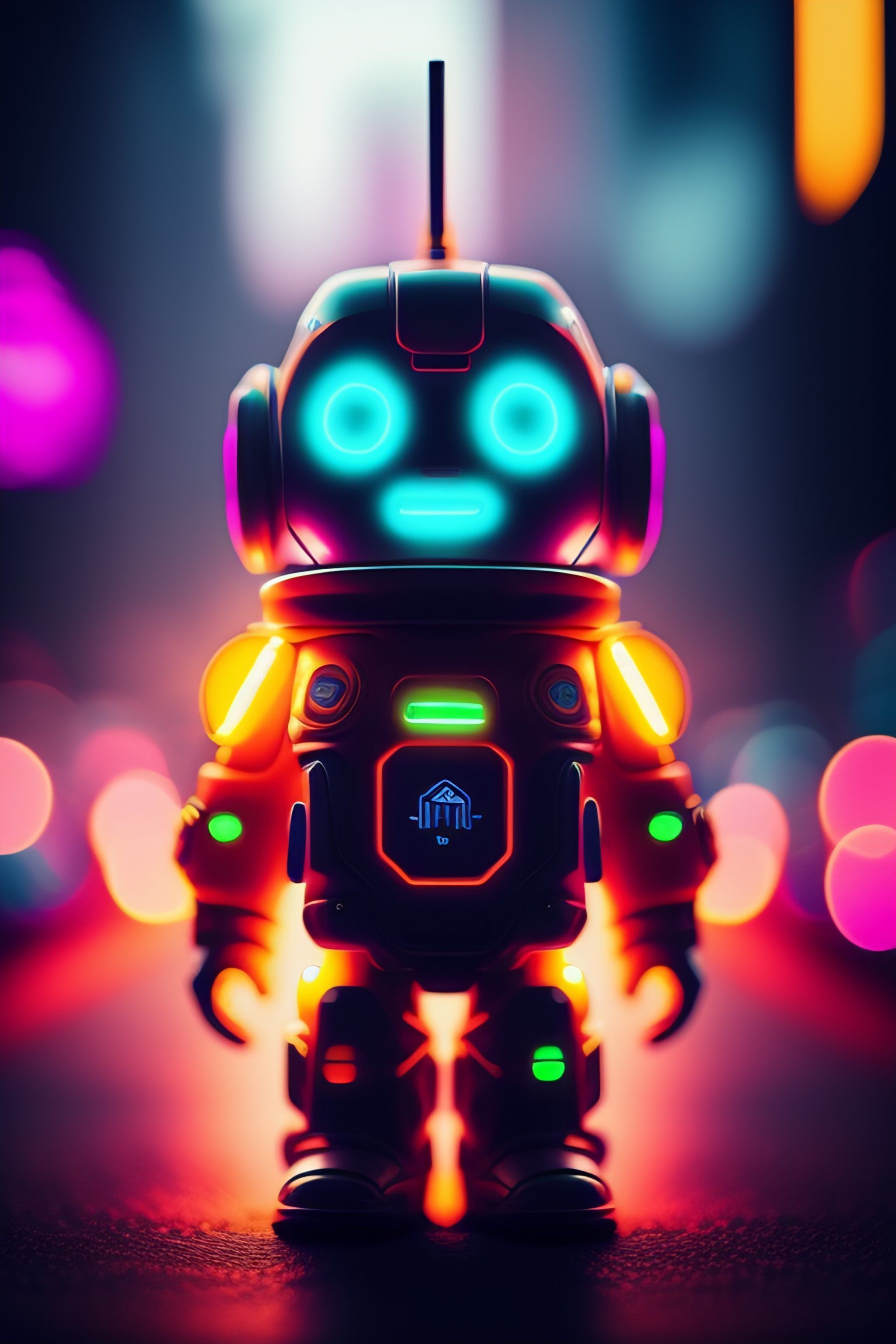 2048x3072 Lexica army baby robot, neon