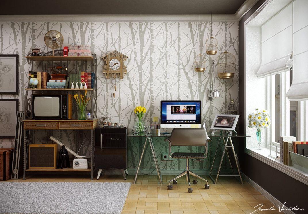Wallpaper Ideas for the Home Office  Wallpaper Small Home Office