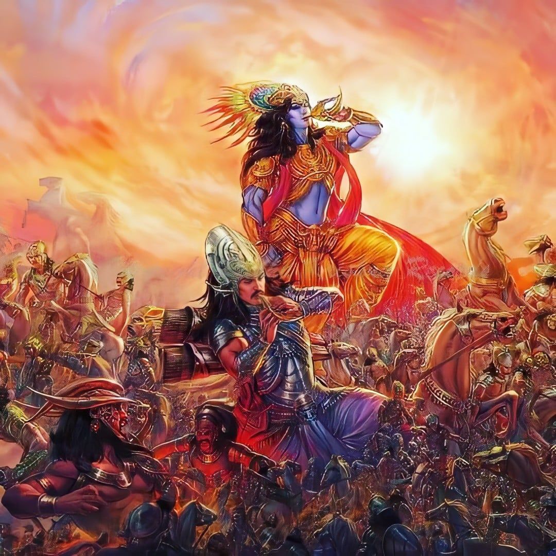 1080x1080 Krishna & Arjuna in Geeta