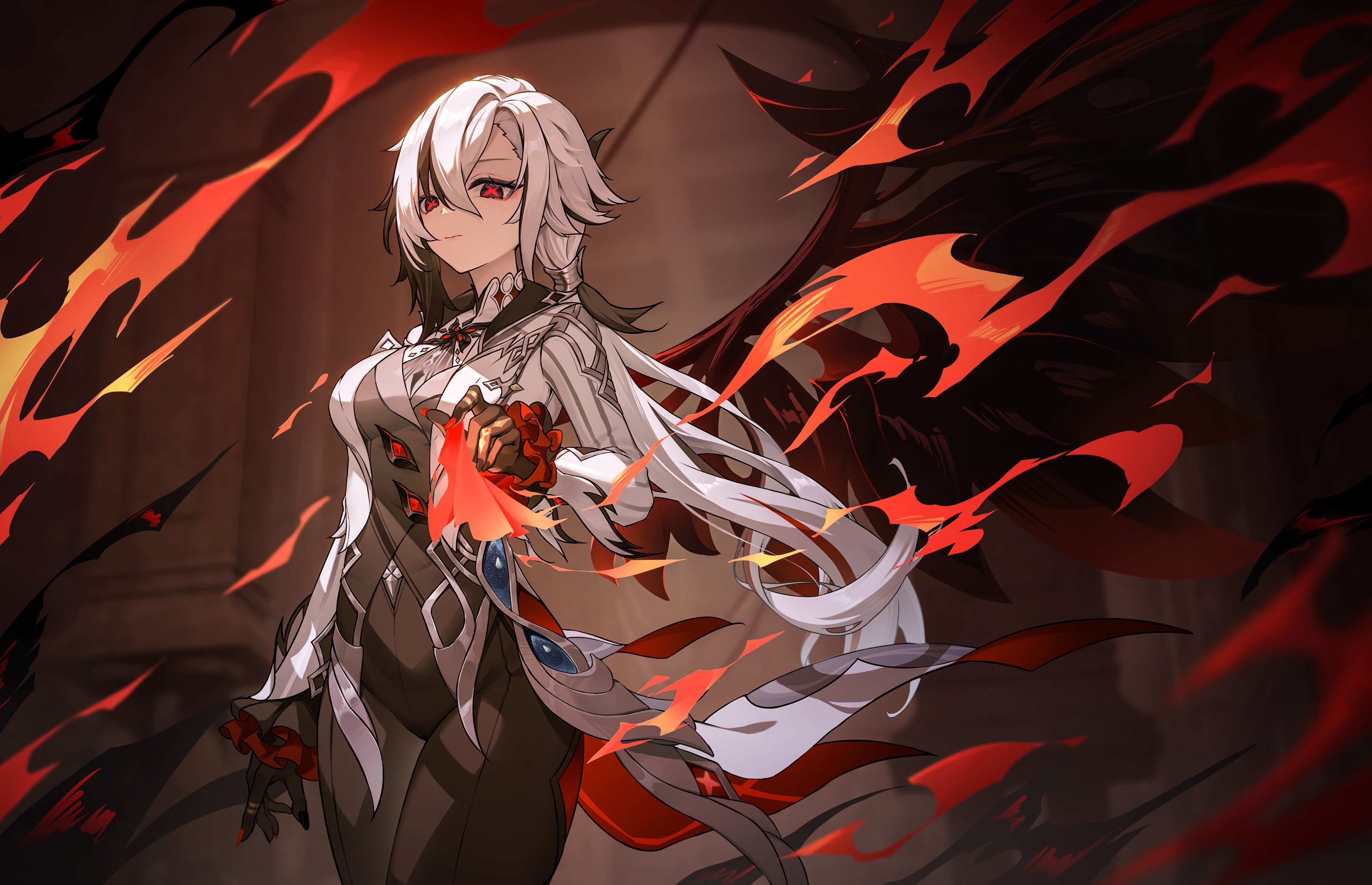 4278x2759 Arlecchino Unleashed: Stunning 4K Genshin Impact Wallpaper by 爱画画的深夏