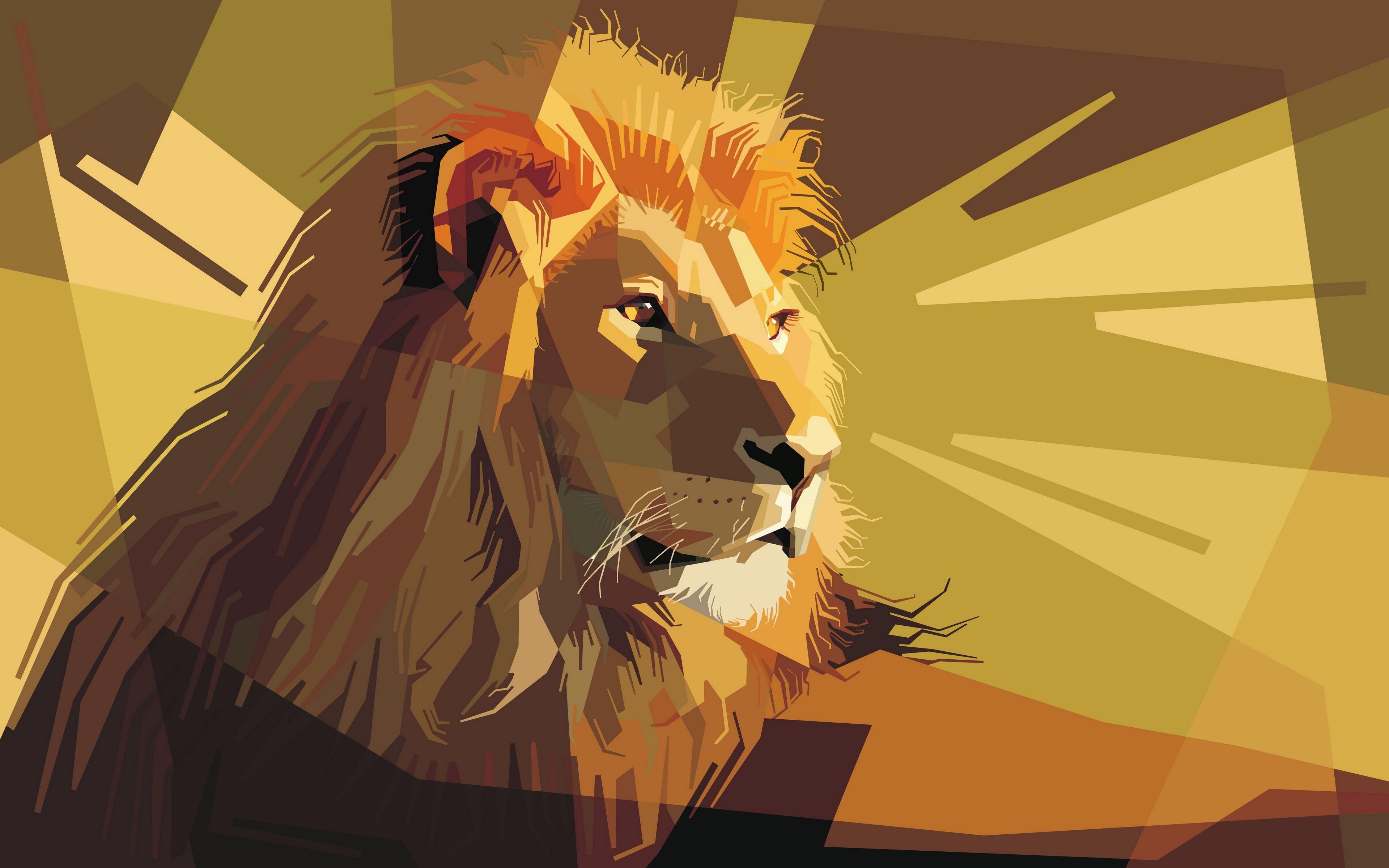 3840x2400 Download wallpaper 3840x2400 lion, art, vector, lines