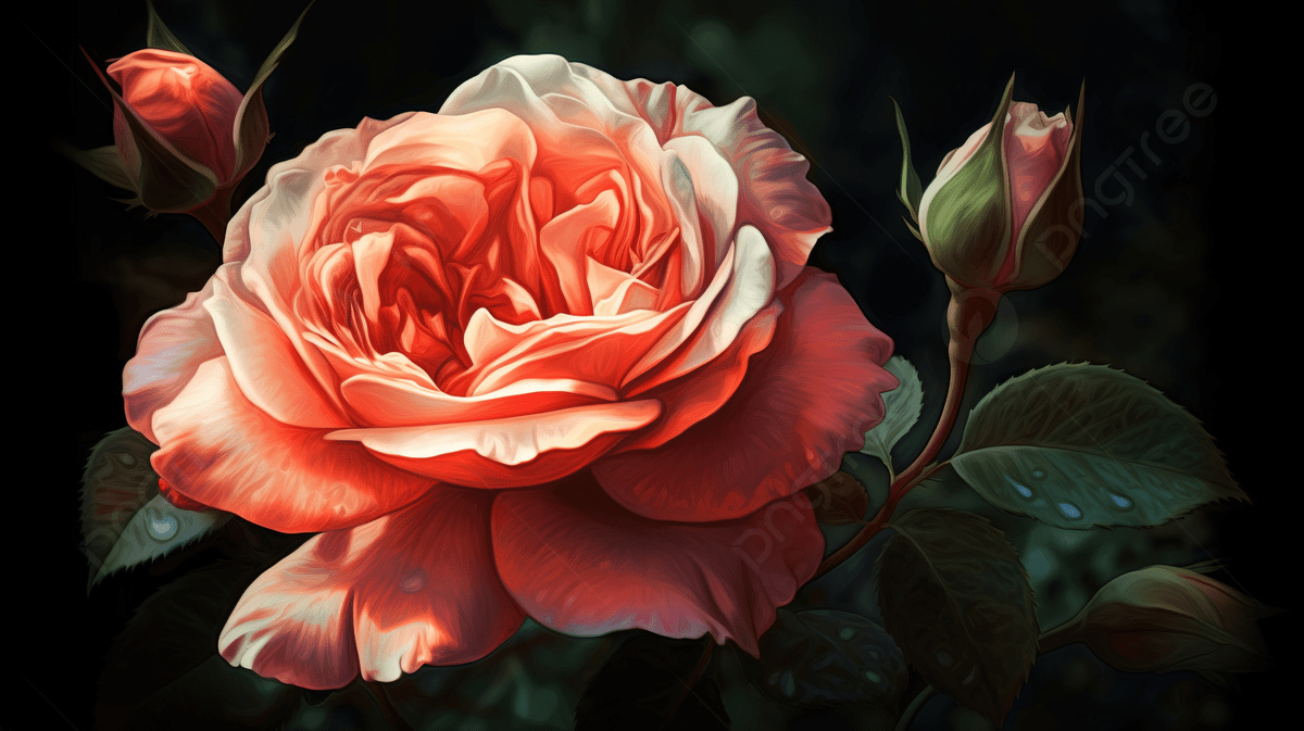 1200x673 Painting Of A Rose In Natural Shape And Color Background, Animated Rose Picture, Animal, Nature Background Image And Wallpaper for Free Download