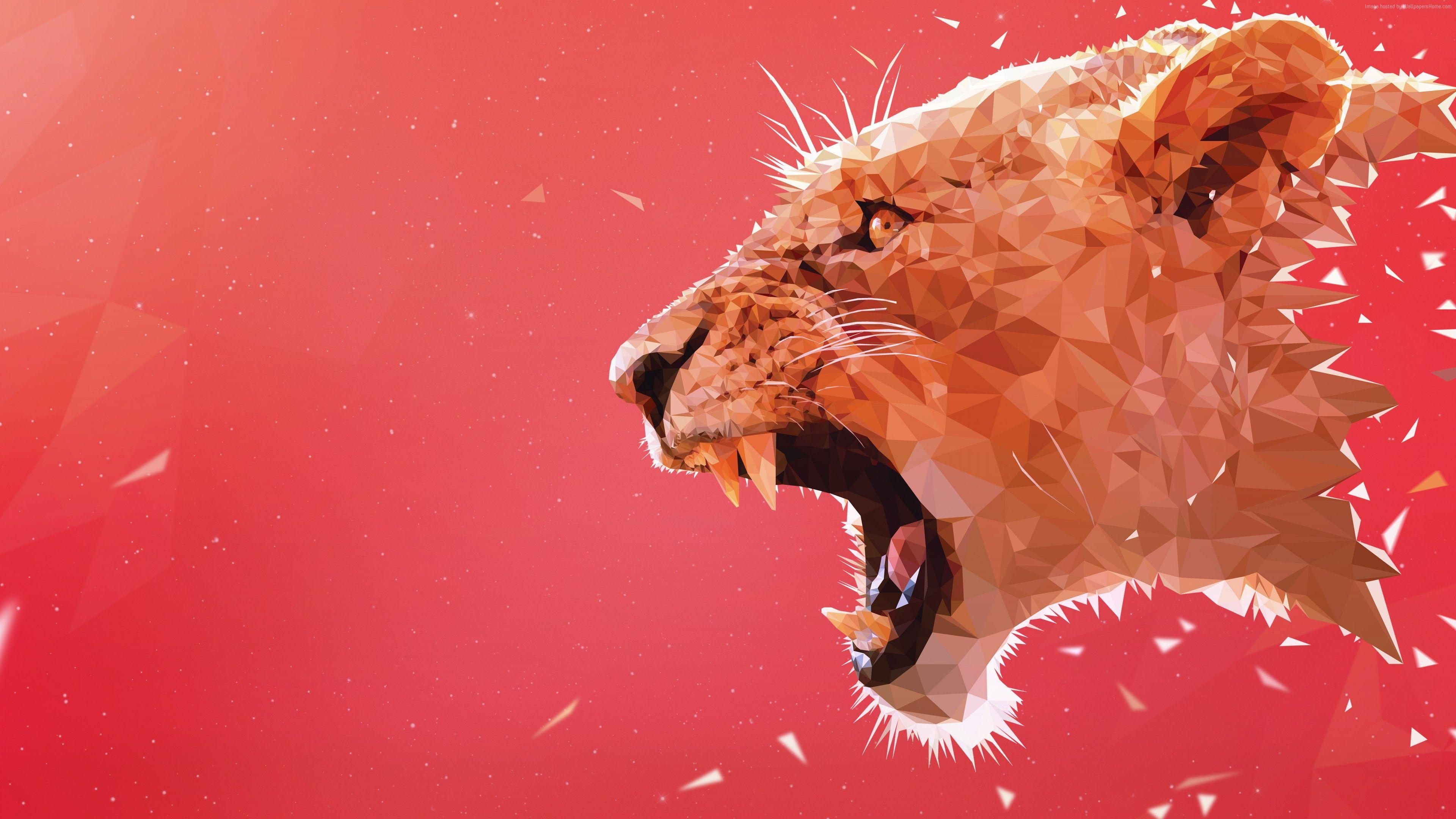 3840x2160 Wallpaper lion, art, 5k, Animals Wallpaper Download