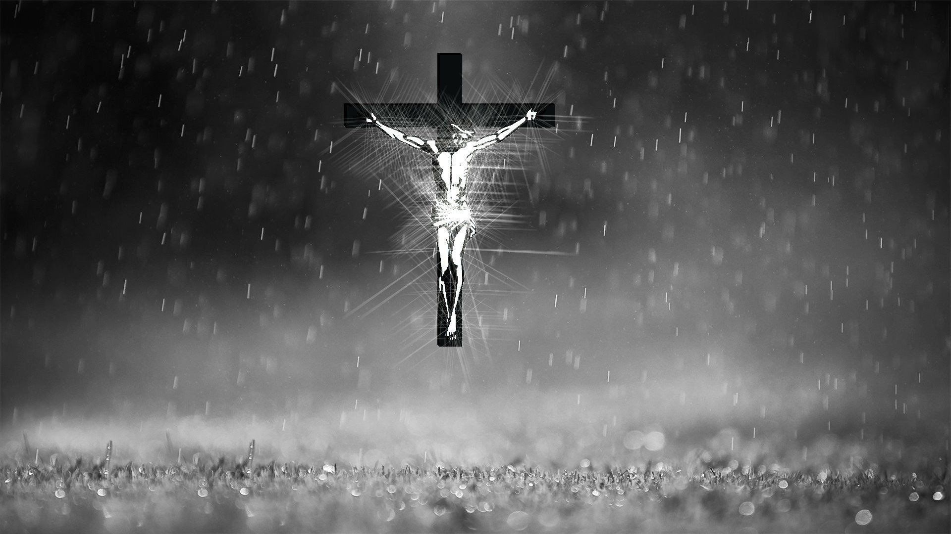 1920x1080 Download Black & White Cross Jesus