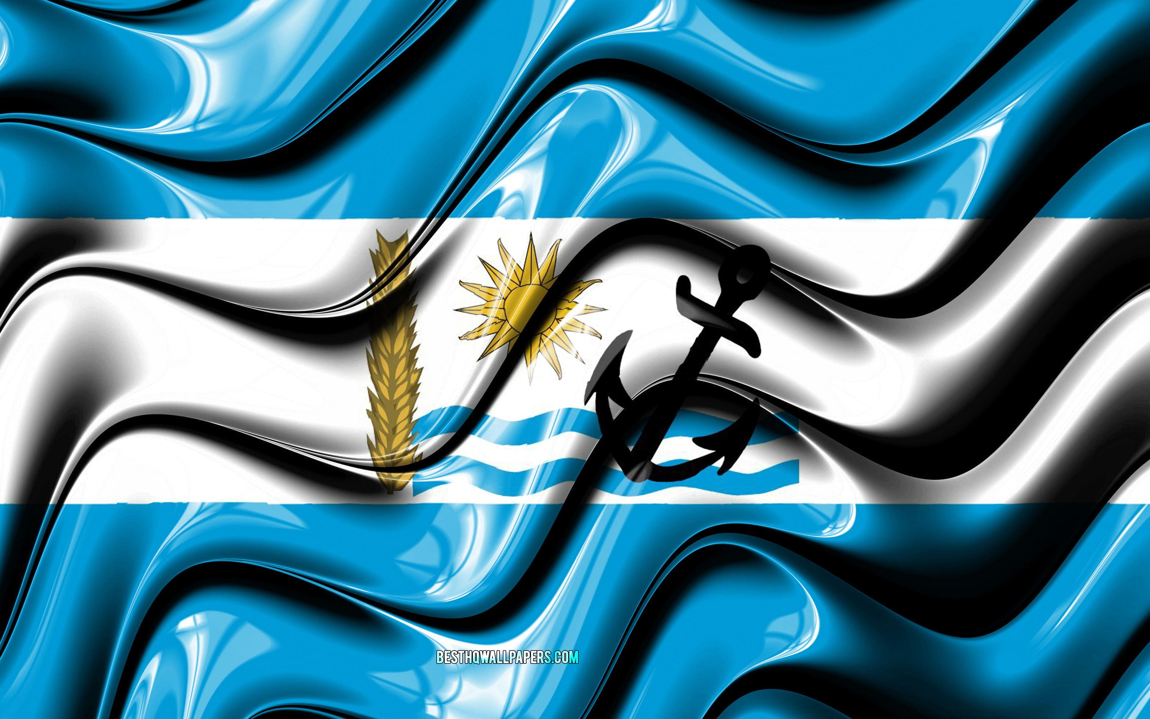 3840x2400 Download wallpaper Rio Negro flag, 4k, Departments