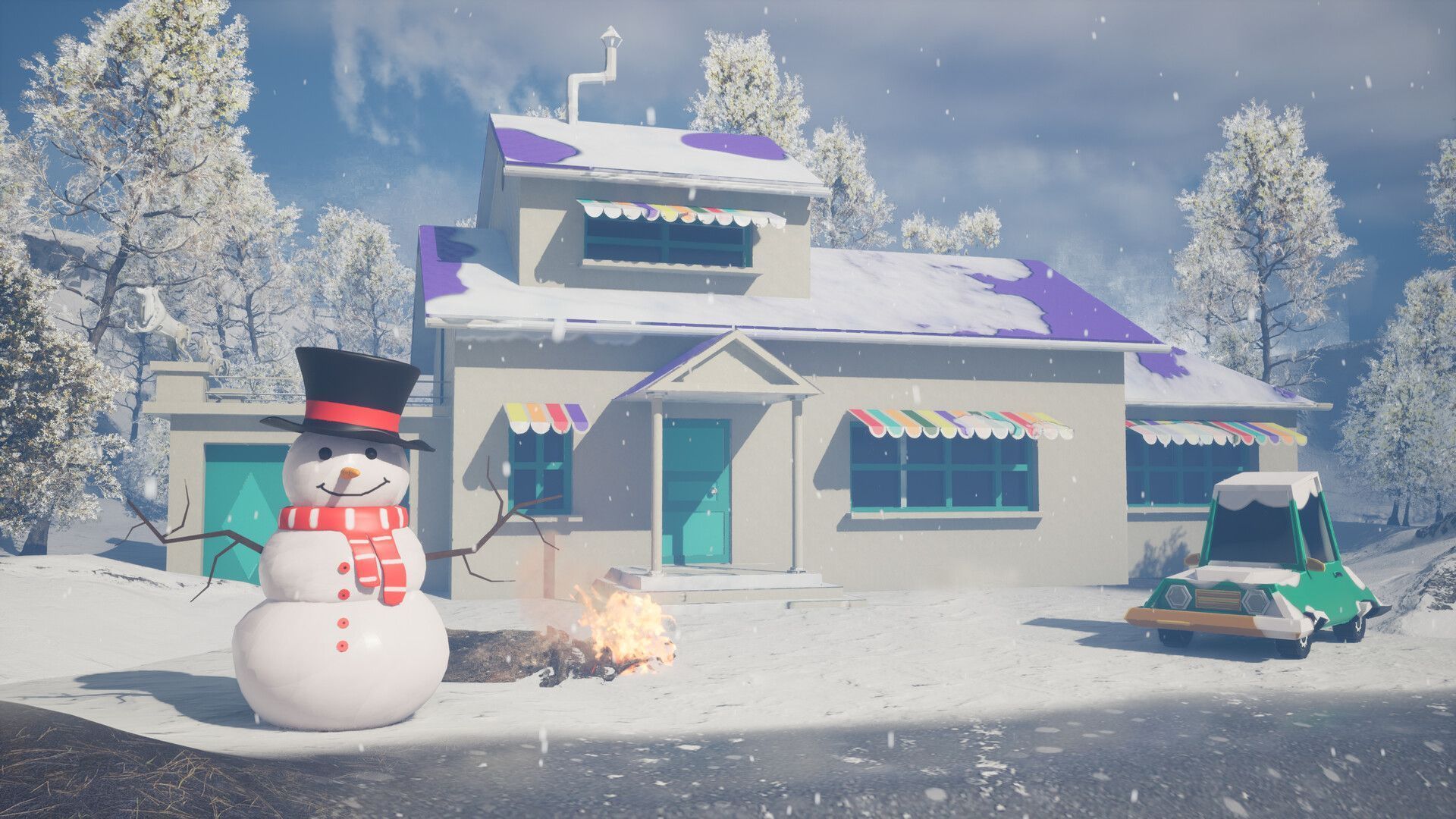 1920x1080 Oggy's House in Snow Environment