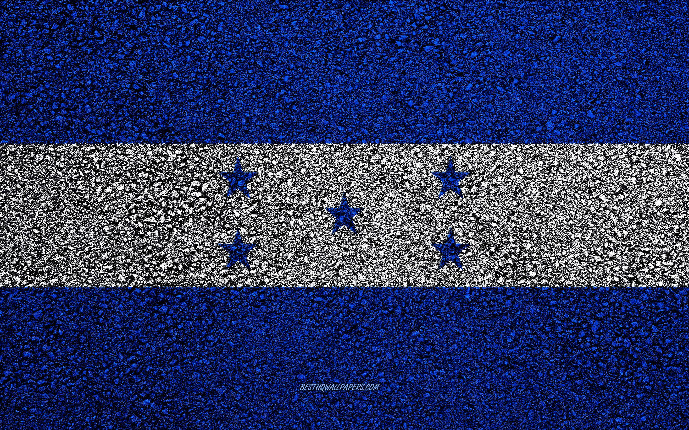 2880x1800 Download wallpaper Flag of Honduras, asphalt texture, flag