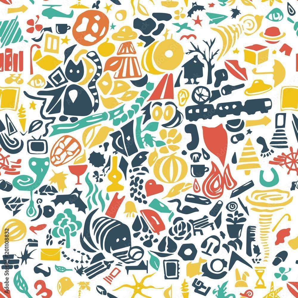 1000x1000 Cute unique seamless background. Hand