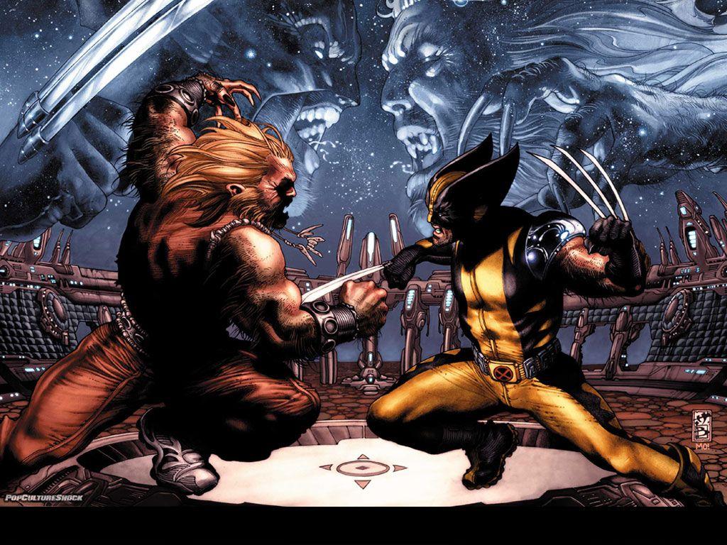 1024x768 Daken with Muramasa claws VS Wolverine & Sabretooth