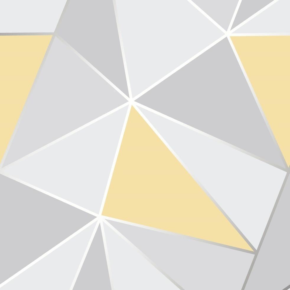 Modern Large Geometric Pattern Blue Yellow and Grey Wallpaper  lifencolors
