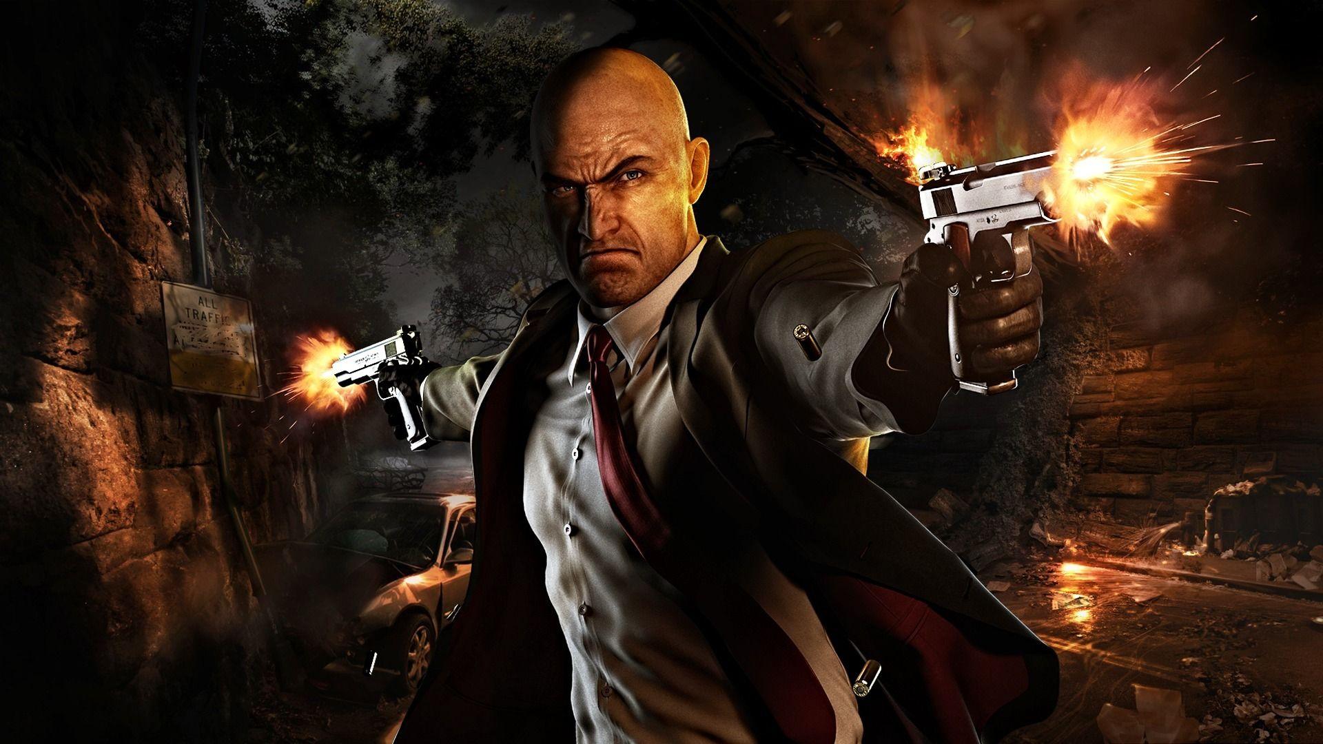 1920x1080 Hitman Absolution man gun guns shooting street wallpaper