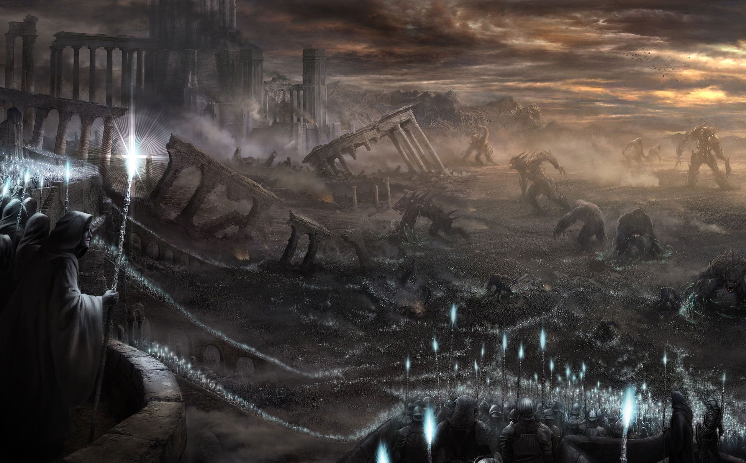 2529x1569 Demon's Souls: Epic HD Wallpaper of War