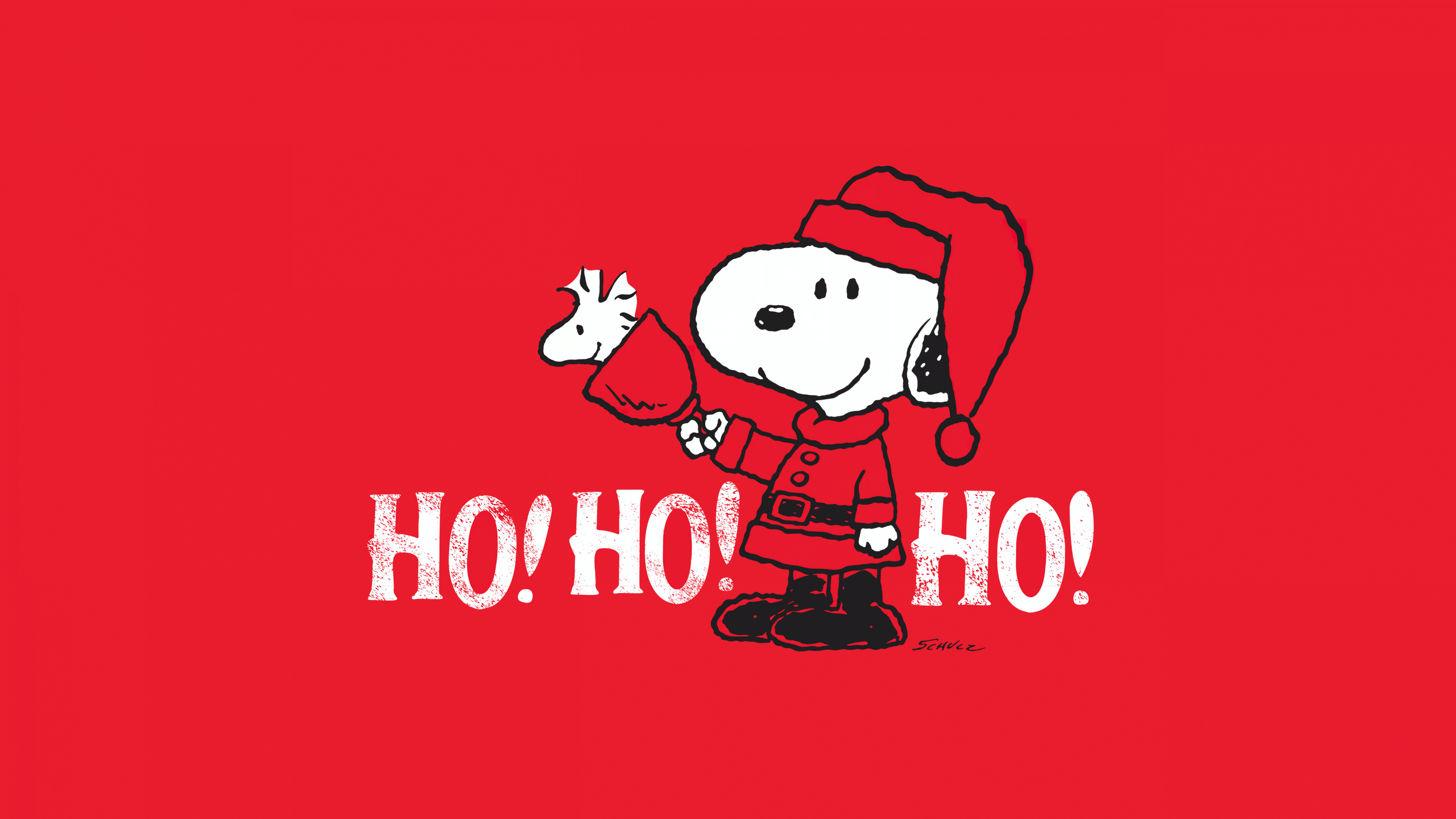 3840x2160 Snoopy Wallpaper 4K, Santa Claus, Red