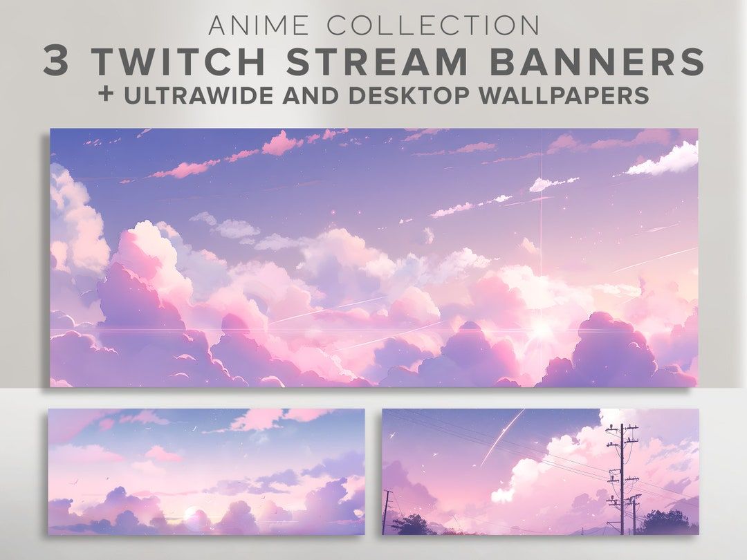 1080x810 Purple Twitch Banner Cute Clouds