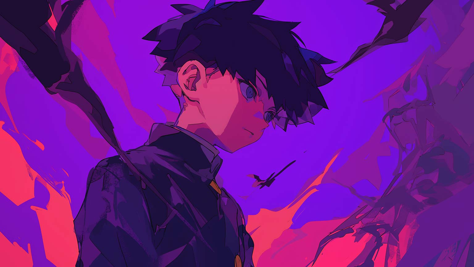 1536x864 Mob Psycho 100 Shigeo Purple Anime