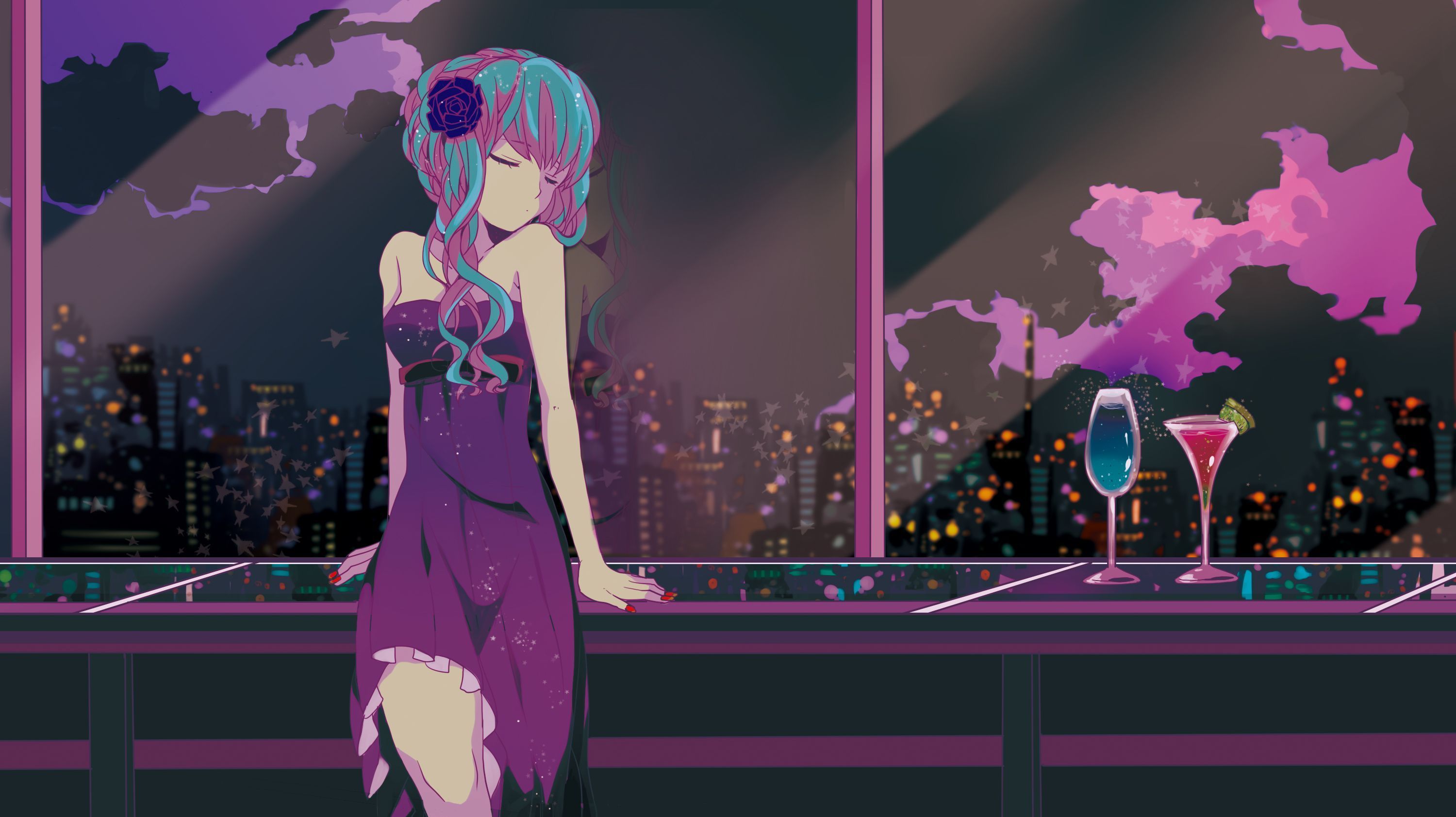 3000x1683 Reflective Tears: Anime Girl Ultra