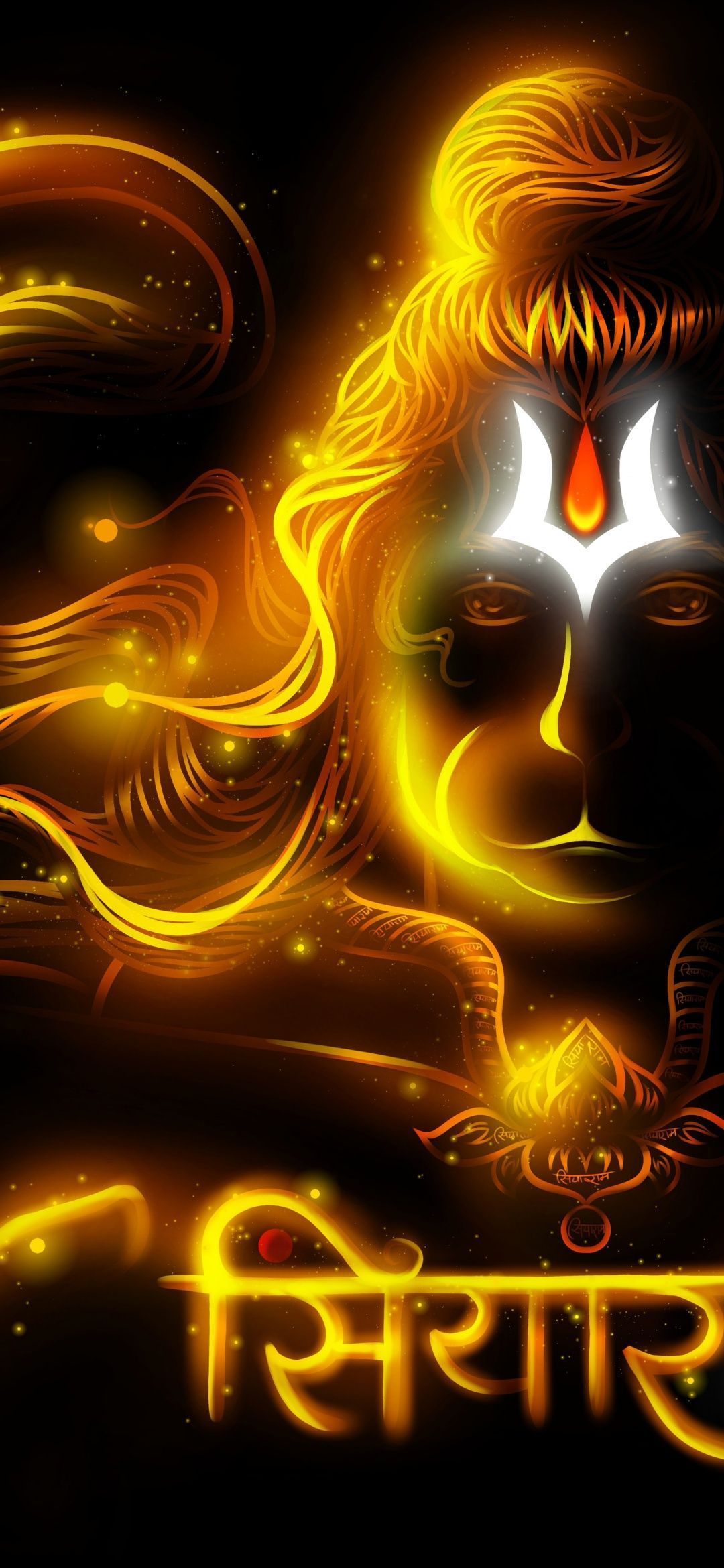 1080x2340 Anjaneya Wallpaper 4K, Jai Shri Ram, Glowing